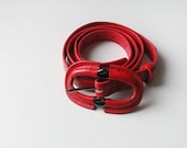Thin red belt, long vintage plus size belt, 80s - plot