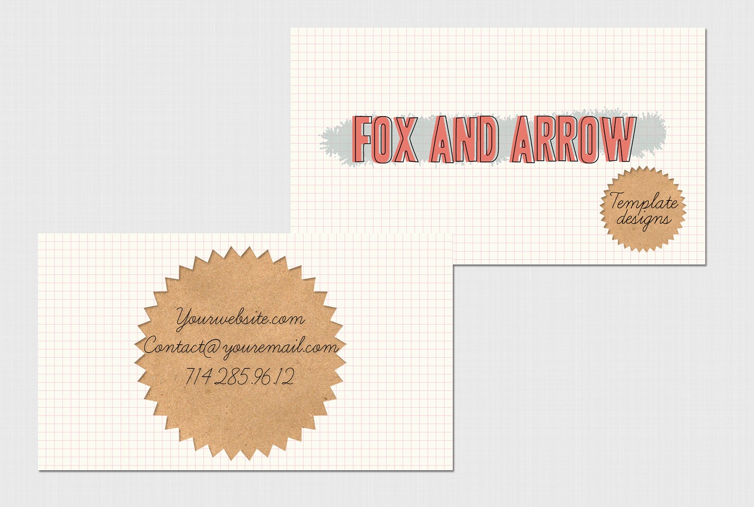 Pink Graph Paper Business Card Template