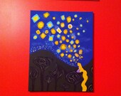 Disney Tangled Rapunzel Lanterns inspired 16x20 Canvas Painting