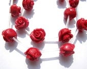 15mm full strand  15pcs ,high quality  turquoise  florial flowers rose petal hot red colorful cabochons jewelry beads