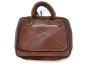 ipad iphone bag mini laptop bag padded bag Unisex - Genuine Brown Leather, Fully Handmade