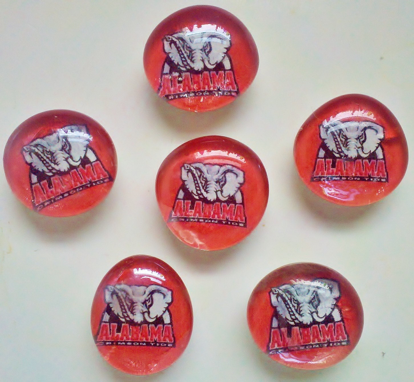 Alabama Glass Marble Magnets - Crimson Tide