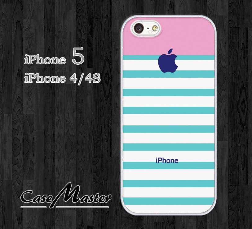 iPhone 5 Case, iPhone 4/4S Case, Hard Plastic or Silicon Rubber, blue pink stripes