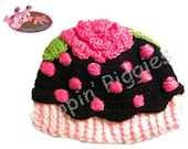 Cupcake Crochet Winter Hat - Handmade 100% Cotton