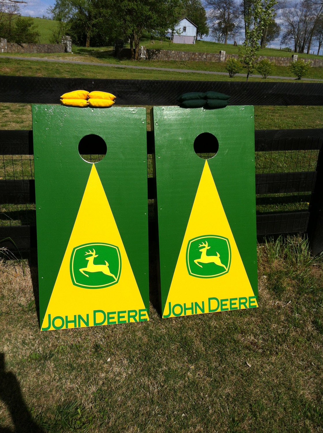 New John Deere Cornhole Boards with 8 Bags Bean Bag by ukcornhole