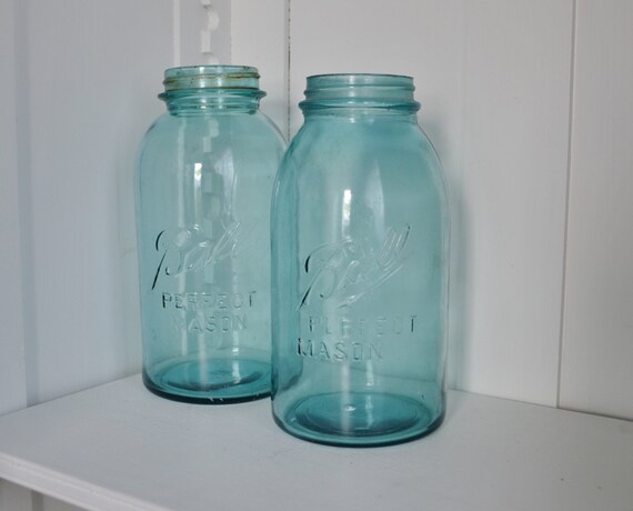 Blue Ball Perfect Mason 1/2 Gallon Jars Shabby by WhatsTheUse