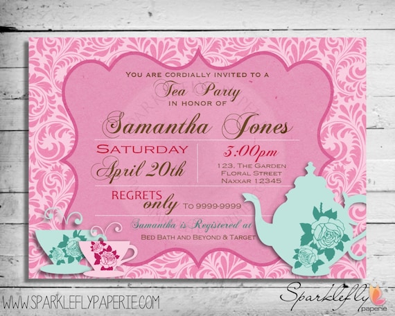 Tea Party Bridal Shower / Baby Shower / Birthday Invitation (Custom ...
