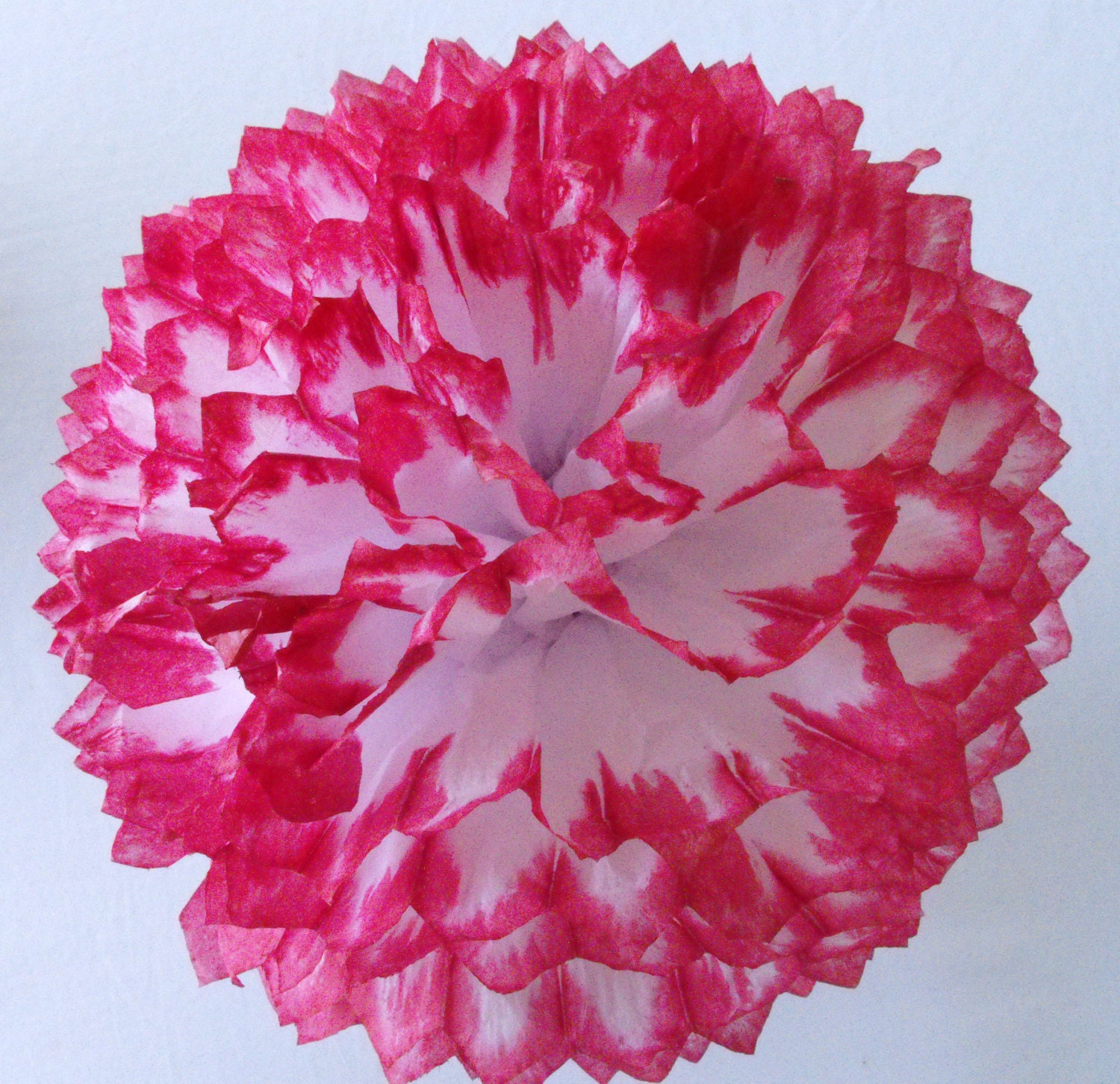 Red and White Tissue Paper Pom Pom / Red Wedding / Tissue Paper Flower