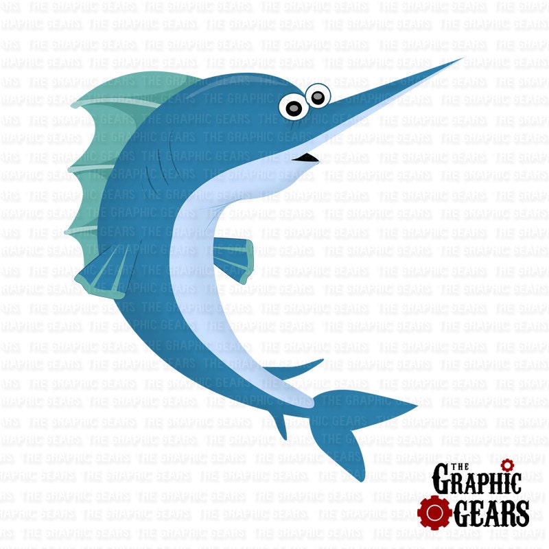 Swordfish Clip Art Cute Baby Sword Fish Clip Art by GraphicGears