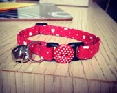 Cute red heart and polka dot cat collar