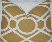 16" x 20" Geometric   "LATTICE BAMBOO"  Pillow Cover -Designer  fabric - Back fabric-Solid (ivory) color