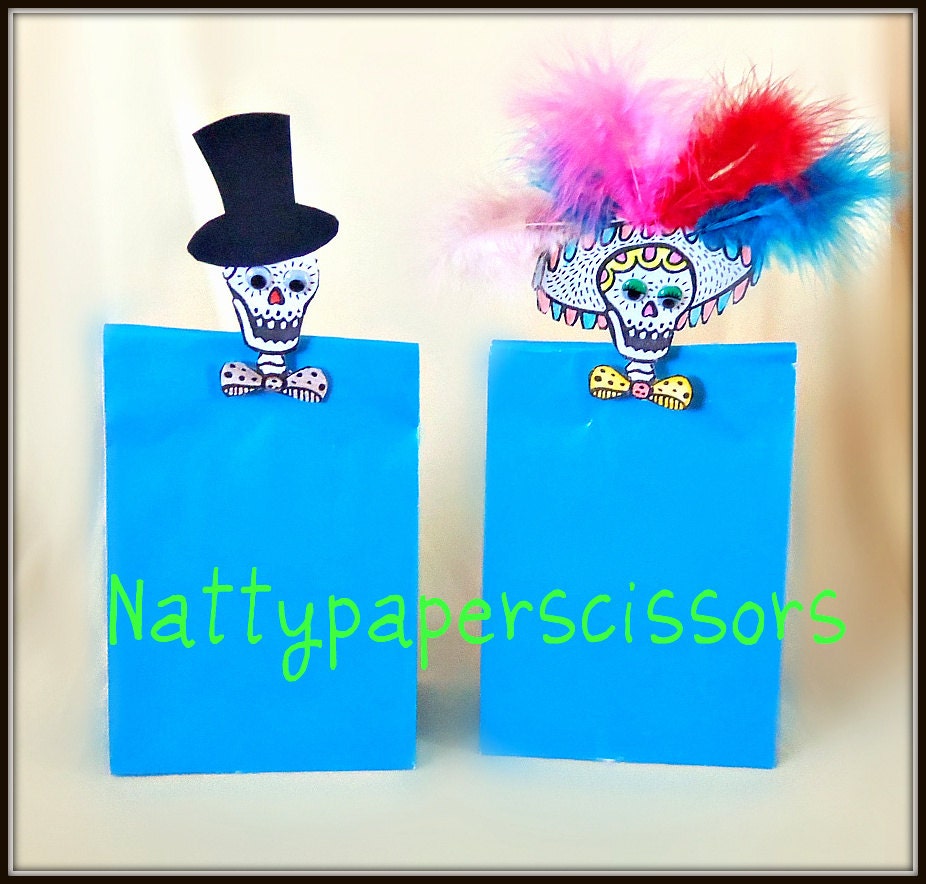 Day of the dead Catrina andPepe paper skul head for party favors ----Free shipping----