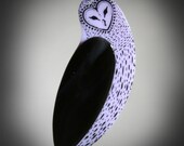 Owl Christmas Ornament - Fused Glass Holiday Gift in Lilac Lavender and Black - great stocking stuffer and collectible