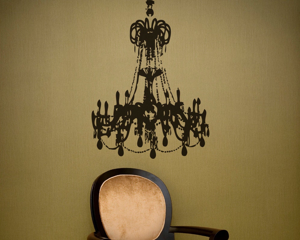 Grunge Chandelier Vinyl Wall Decal size MEDIUM - Chandelier, Chandelier Wall Decal, Chandelier Wall Art, Chandelier Decor