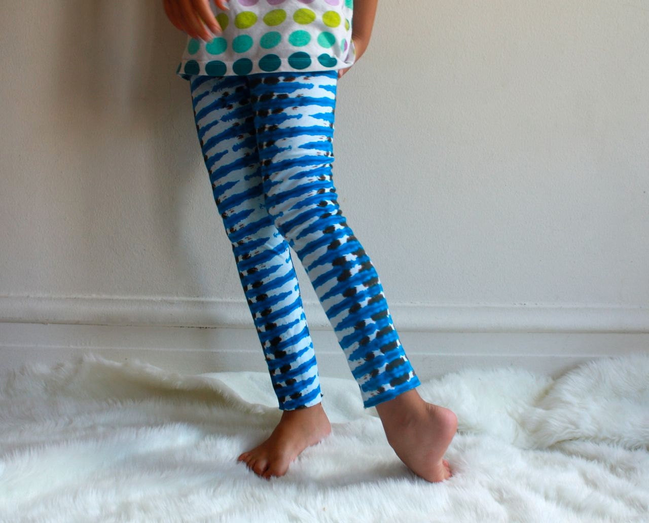 Yoga Leggings Pants Stripes in Blue for Girl  sizes 6Months, 12Months, 18Months, 2, 3, 4, 5, 6