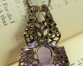 Vintage Tooled Artisan Brass "Filigree Radiance" Czech Glass Necklace