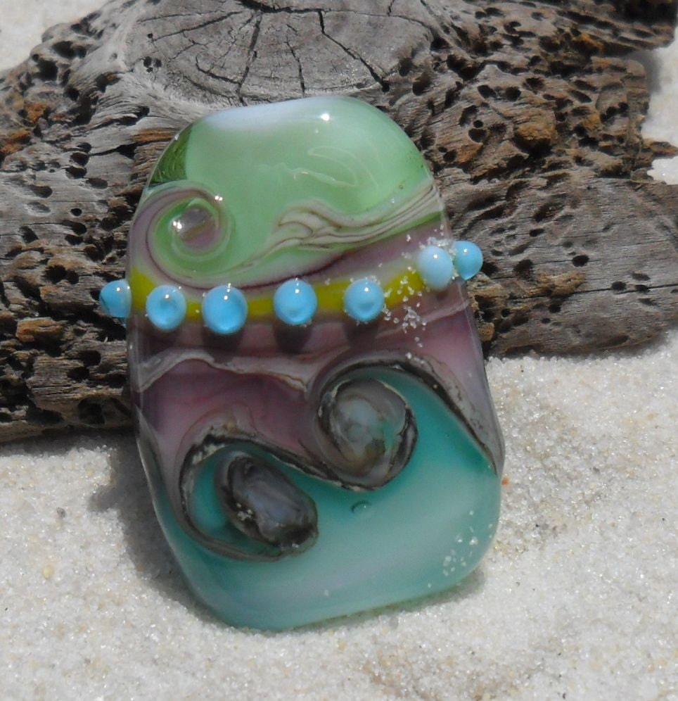 Lampwork Focal, Purple Blues, Handmade SRA LETEAM Glassymom