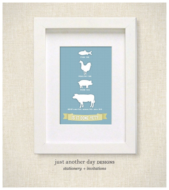 Is it Done Yet Kitchen Print  5x7 Blue & Green