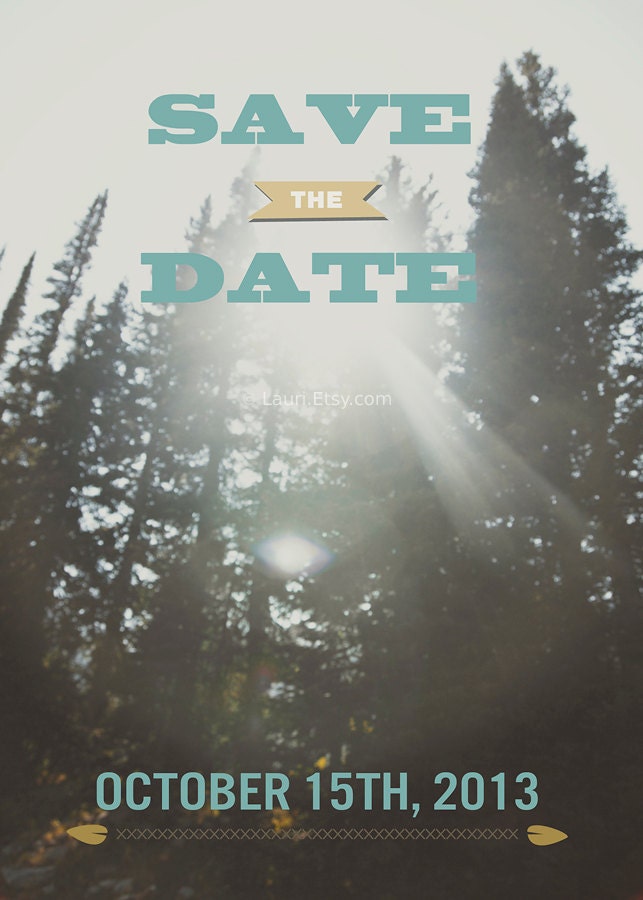 75 Wedding save the date cards 5x7 -Mountain trees