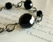 bracelet with black crystals and gunmetal chain - jenna bracelet