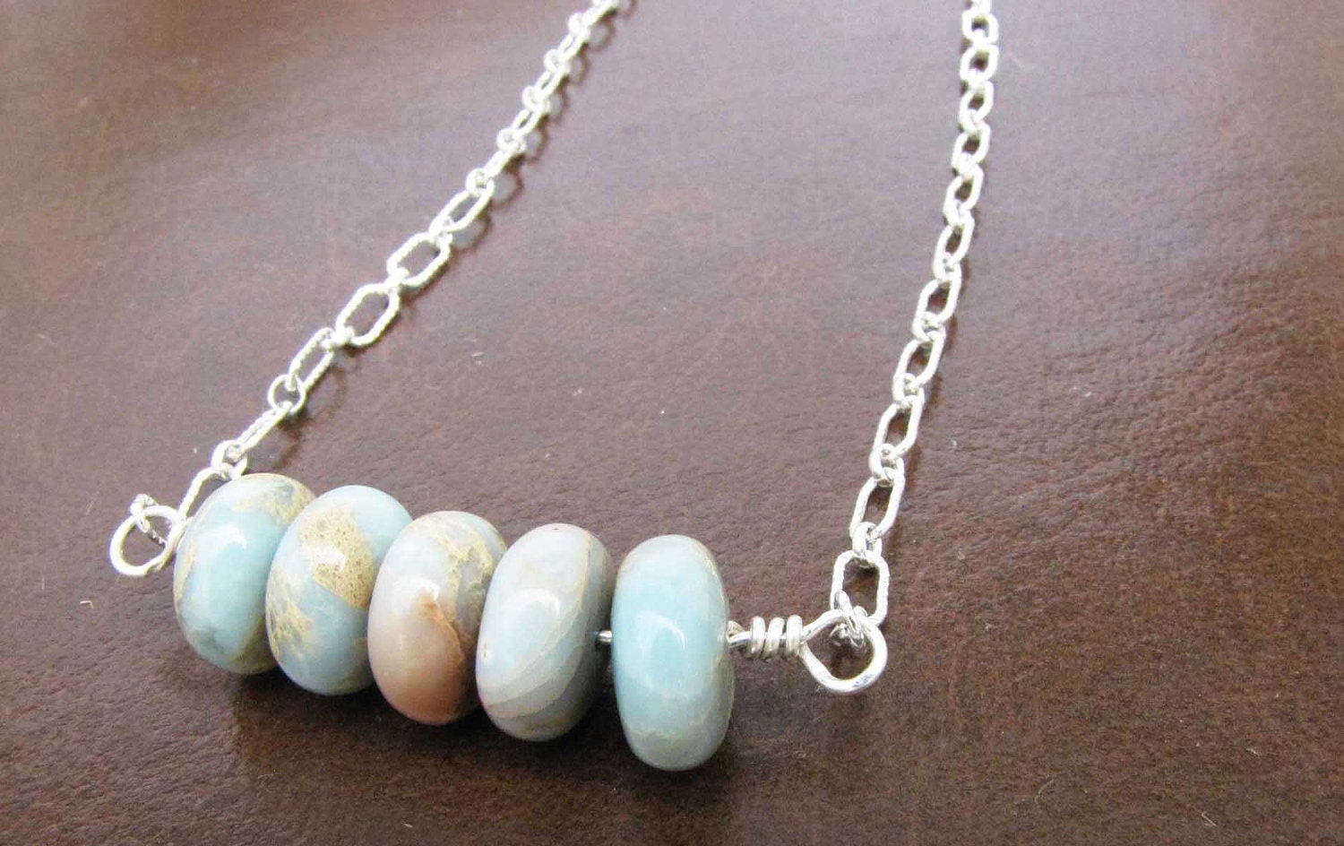 Aqua Tera Jasper Necklace Blue Beige Brown - Readesign Aqua Tera Jasper Necklace Blue Beige Brown - Readesign