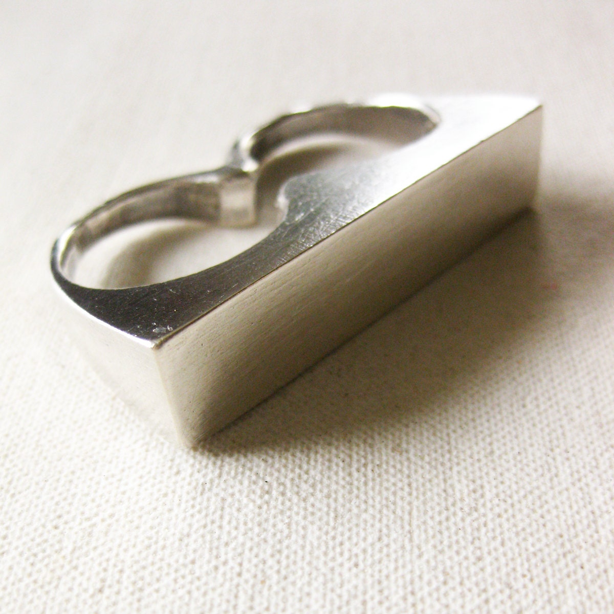 Rectangle Bar Hefty Two Finger Ring in Sterling SIlver - minimalist unisex jewelry