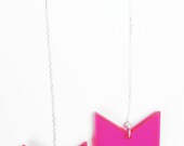 neon pink acrylic chevron earrings