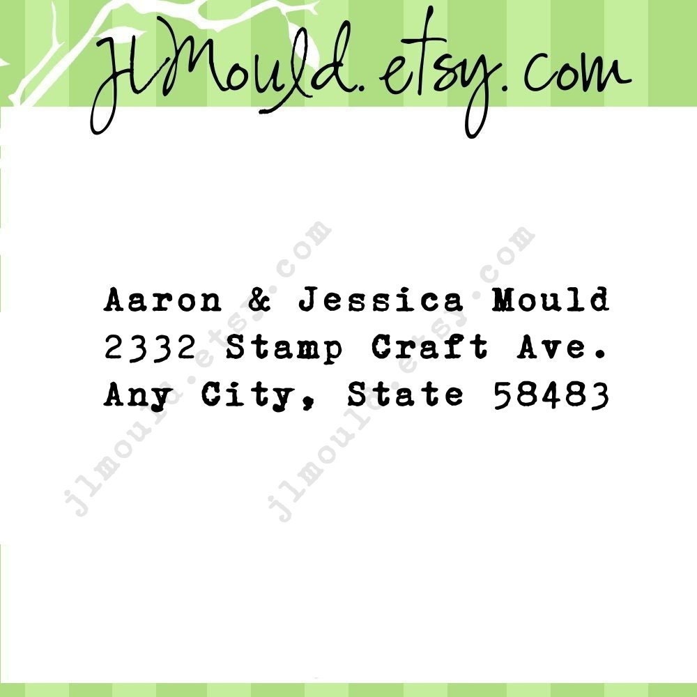 Custom Rubber Address Stamp by JLMould  0222 Thank you Gift perfect House Warming Wedding Birthday Red Rubber or Handle