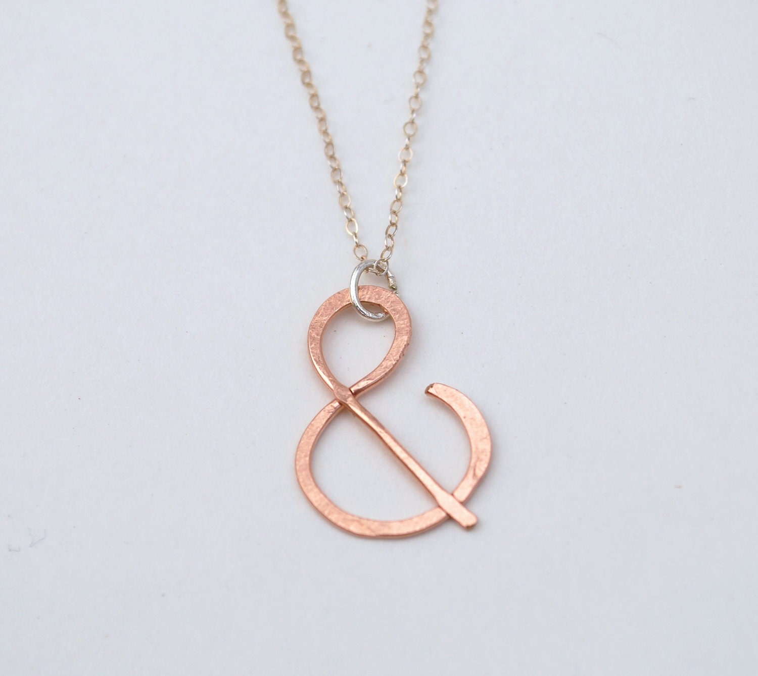 ampersand rose gold yellow gold Sterling silver necklace