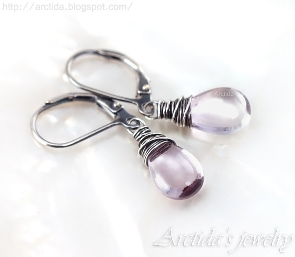 Amethyst jewelry Amethyst earrings pink Amethyst oxidized sterling silver - pastel lavender lilac violet February birthstone ohtteam - Alina