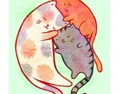 Cat Family 5x7 Illustration Print