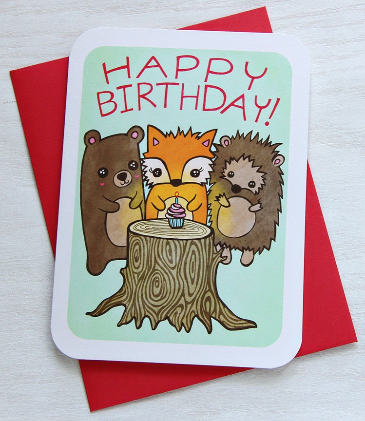 Happy Birthday Woodland Party - Notecard