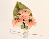 pink floral boutonniere, wedding keepsake, flower buttonhole - PEACH BLOSSOM