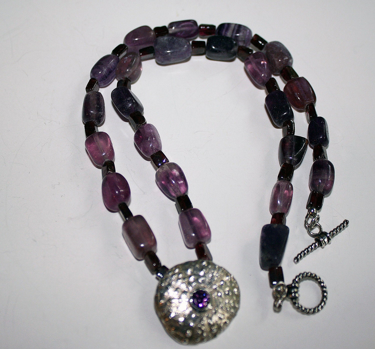 Metal Clay Sea Urchin and Amethyst