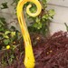 Sunshine Yellow Glass Fiddlehead Garden Art Sculpture Outdoor Decoration