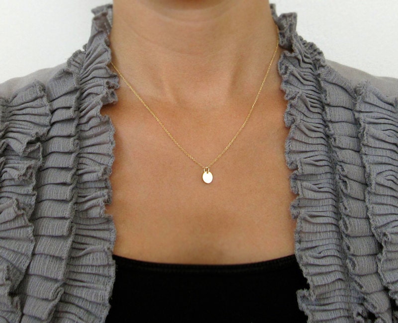 Little Gold Circle Necklace / Tiny Gold Disc Necklace / Small Delicate Necklace In Gold Or Sterling Silver