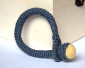 Crochet bracelet felt bangle wool textile Gray pastel yellow handmade Birthday spring custom colors casual stylish pink orange gray