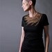 Women's Black Fashion T shirt, Metallic Copper Feather, Valentines Day Gift, Bronze Peacock Feather Print