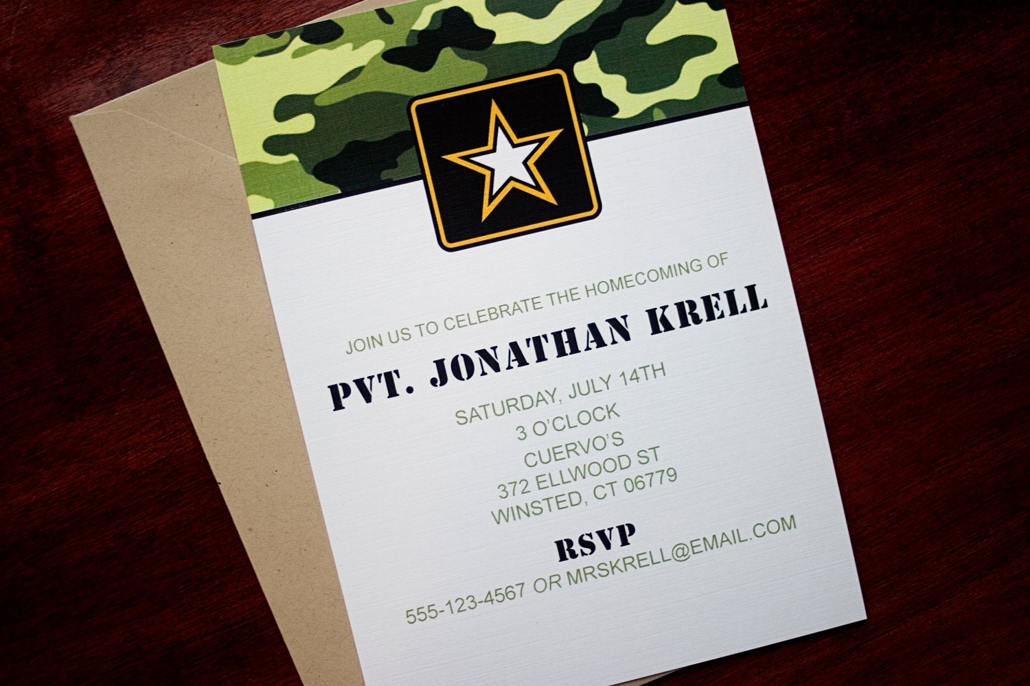 Army Party Invitation or Announcement