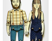 SET OF TWO personalized paper dolls