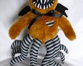 Winged Hugstrosity- Teddy Bear Tentacle monster in Brown, Grey and Black