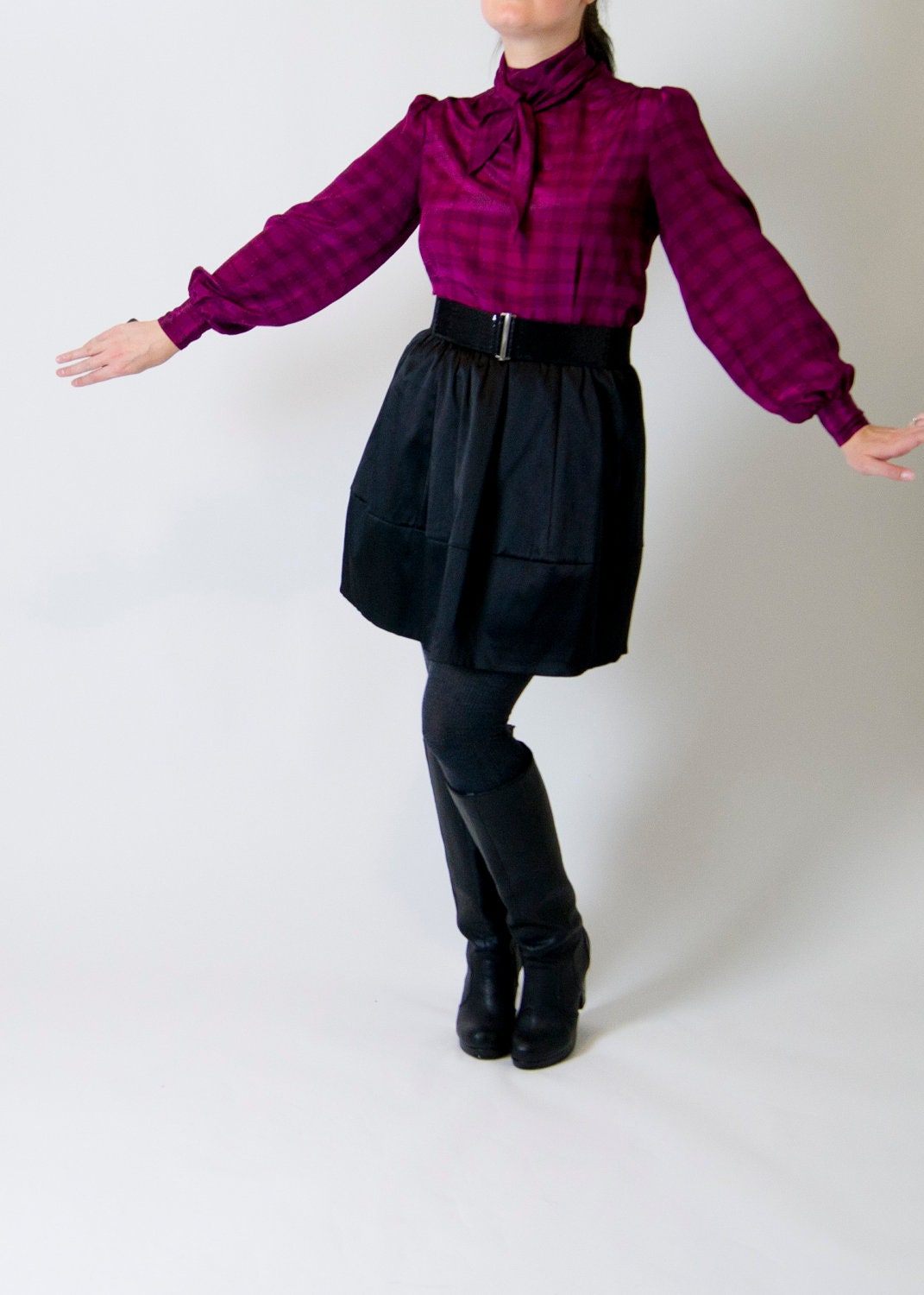 Sweet Vintage Fuchsia Magenta 1980s Blouse- Great with a Pencil Skirt