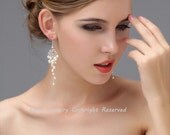 Bridal Chandelier Earrings, Pearl Wedding Earrings,  Bridesmaid Earrings, Ivory Sterling Silver Long Bridal Jewelry Jewellery