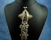 Steampunk Squid Necklace, Polymer Clay Neo-Victorian Jewelry