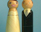 Wooden Cake Toppers - Completely Custom Peg Dolls, 3.5" / Wedding Cake Topper.