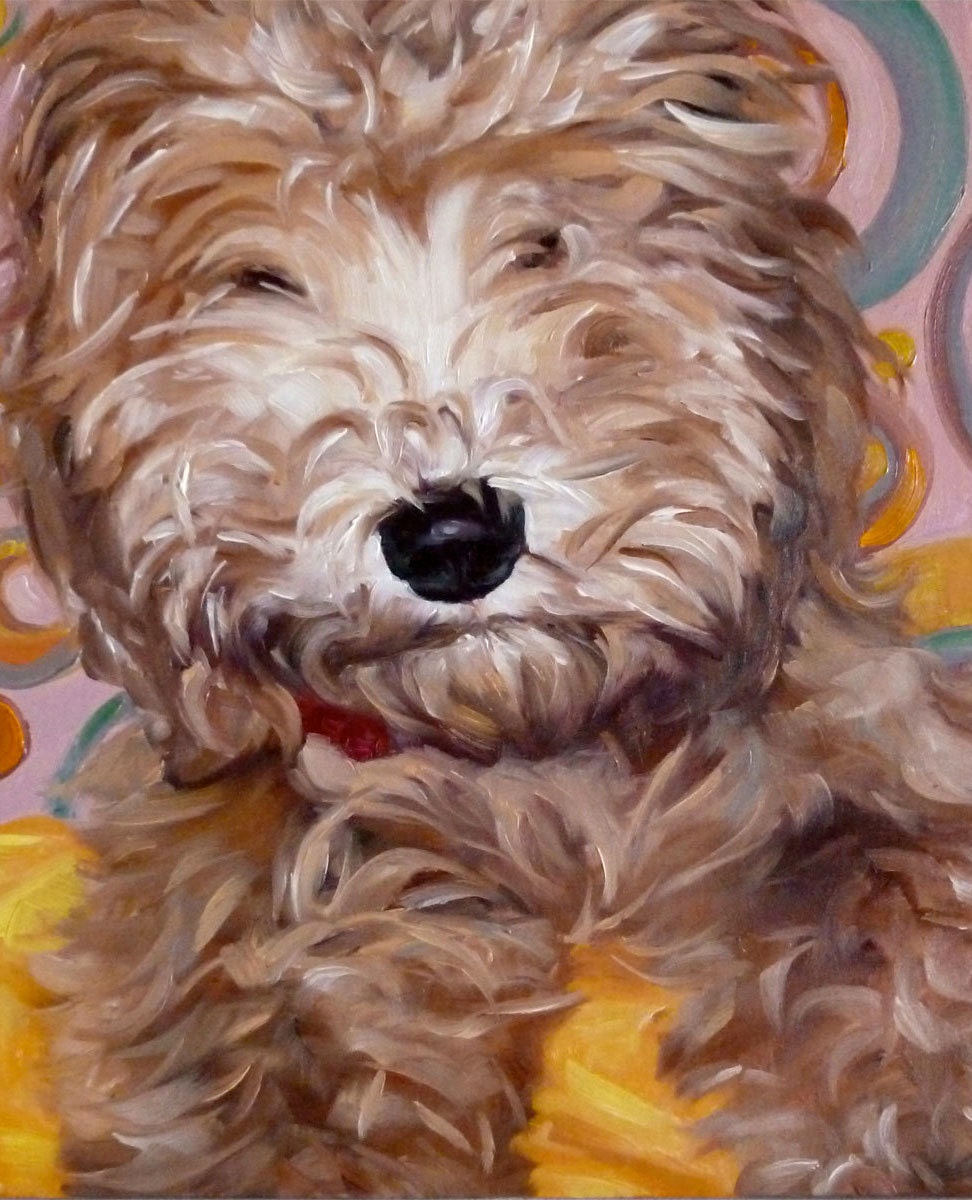 Retro Ruff, custom Pet Portrait Oil Painting by puci, 8x10"