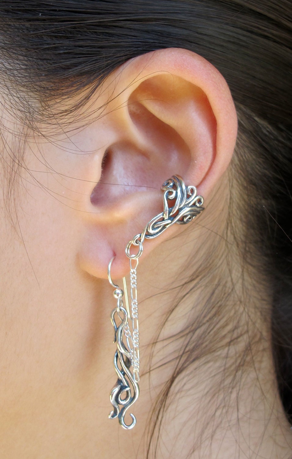 Silver Arabesque Bajoran Ear Cuff