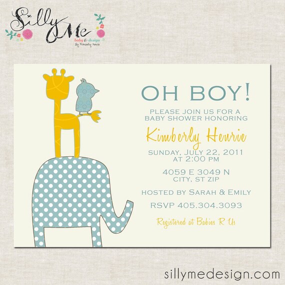 Zoo Animals- Custom Baby Shower invitation