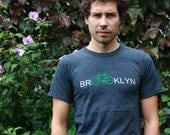 Brooklyn Bicycle  in Heather Blue, Black, Brown, Green, Charcoal, ORGANIC Tshirt Urbarian New York- Men- Women- Kids- Baby