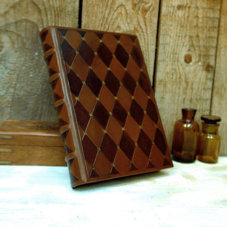 Large Leather Journal / Blank Book - "Time Stopped" in Brown Leather